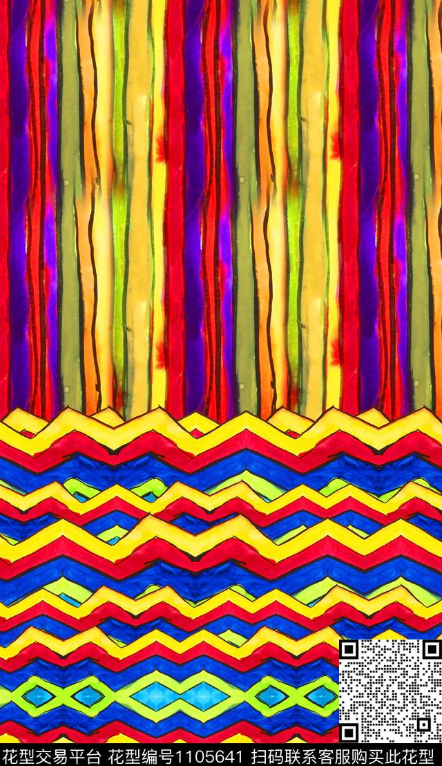 格子几何条纹数码印花华亿平台下载（图片编号: 1105641） - 瓦栏（Walan）