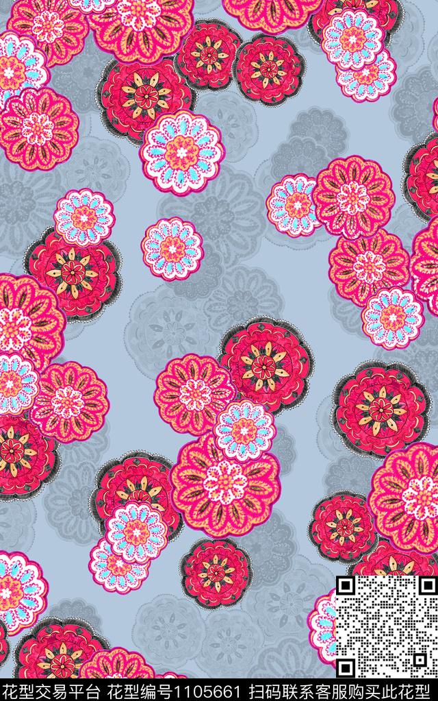 波西米亚民族风数码印花华亿平台下载（图片编号: 1105661） - 瓦栏（Walan）