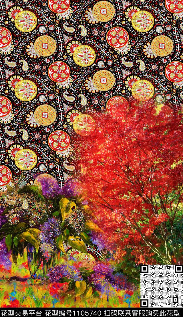 数码华亿平台复古定位花数码印花华亿平台下载（图片编号: 1105740） - 瓦栏（Walan）