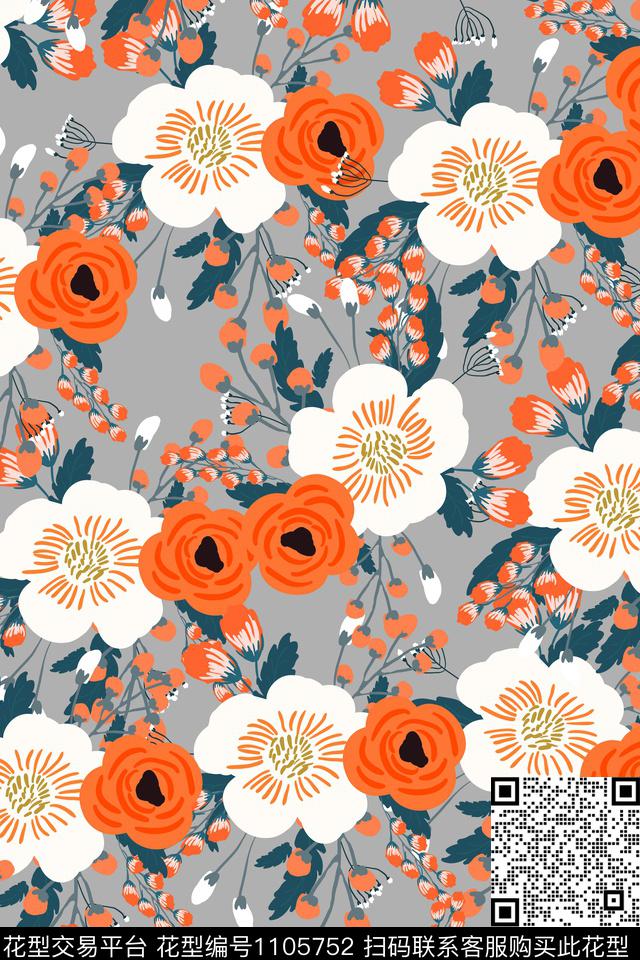 罂粟花玫瑰花热带鲜花数码印花华亿平台下载（图片编号: 1105752） - 瓦栏（Walan）