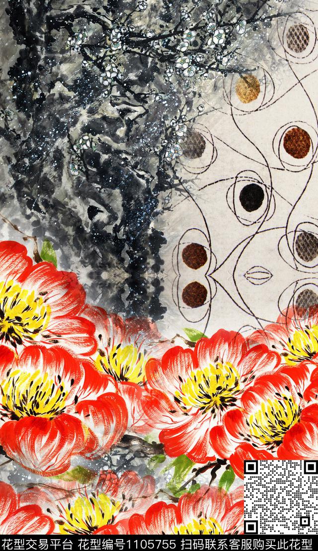 数码华亿平台定位花年轻女性数码印花华亿平台下载（图片编号: 1105755） - 瓦栏（Walan）