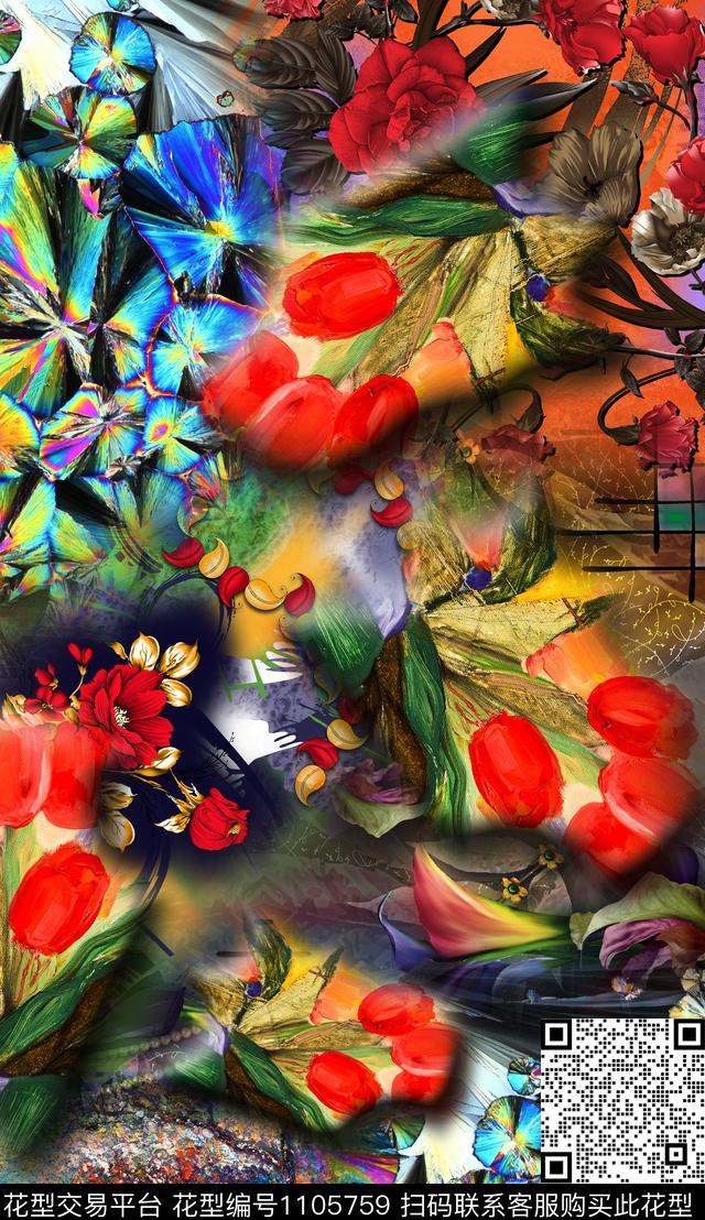 数码华亿平台复古定位花数码印花华亿平台下载（图片编号: 1105759） - 瓦栏（Walan）