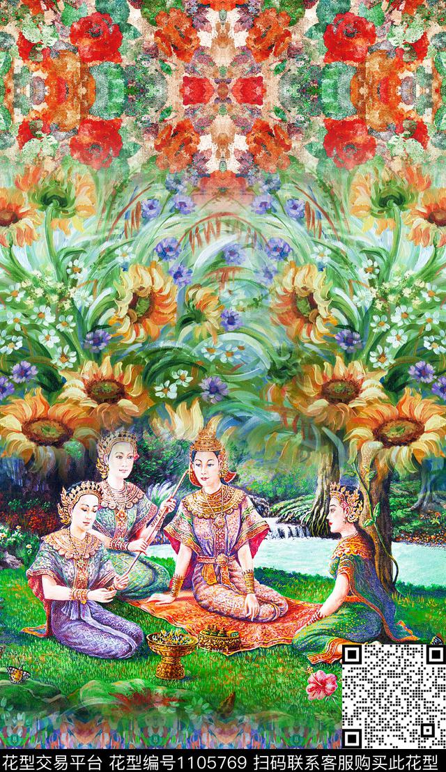 数码华亿平台复古定位花数码印花华亿平台下载（图片编号: 1105769） - 瓦栏（Walan）