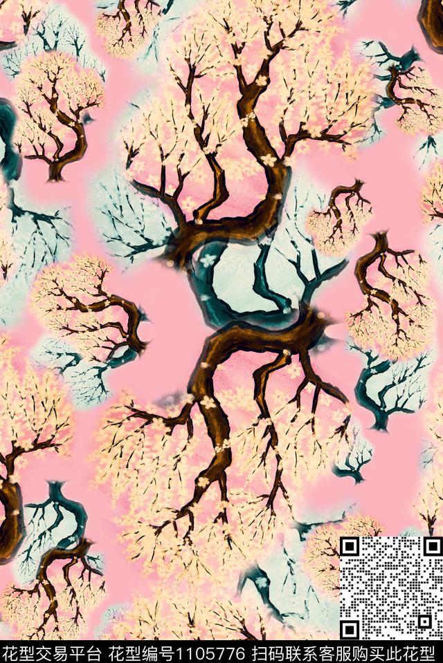 数码华亿平台花卉手绘花卉数码印花华亿平台下载（图片编号: 1105776） - 瓦栏（Walan）