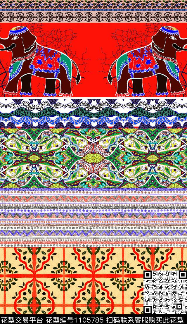 复古波西米亚民族风数码印花华亿平台下载（图片编号: 1105785） - 瓦栏（Walan）