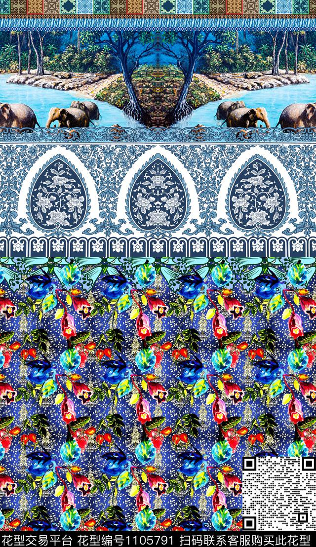复古波西米亚民族风数码印花华亿平台下载（图片编号: 1105791） - 瓦栏（Walan）