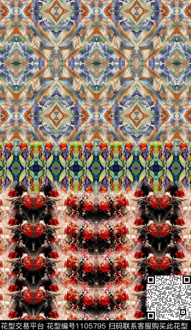 复古波西米亚民族风数码印花华亿平台下载（图片编号: 1105795） - 瓦栏（Walan）