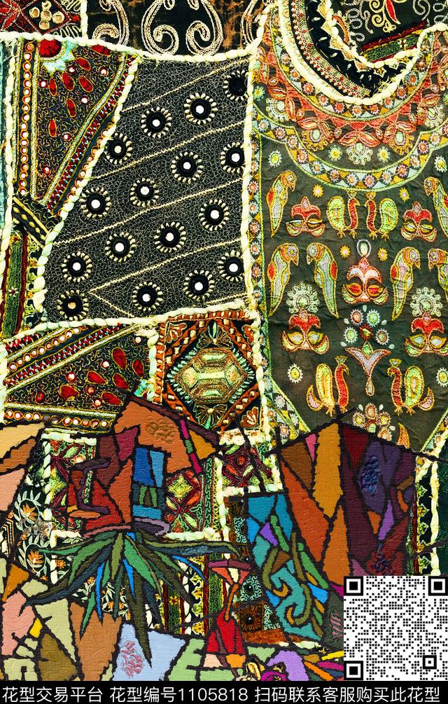 复古波西米亚民族风数码印花华亿平台下载（图片编号: 1105818） - 瓦栏（Walan）