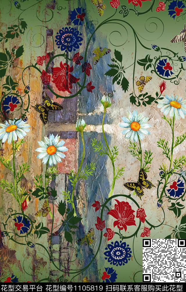 复古波西米亚民族风数码印花华亿平台下载（图片编号: 1105819） - 瓦栏（Walan）