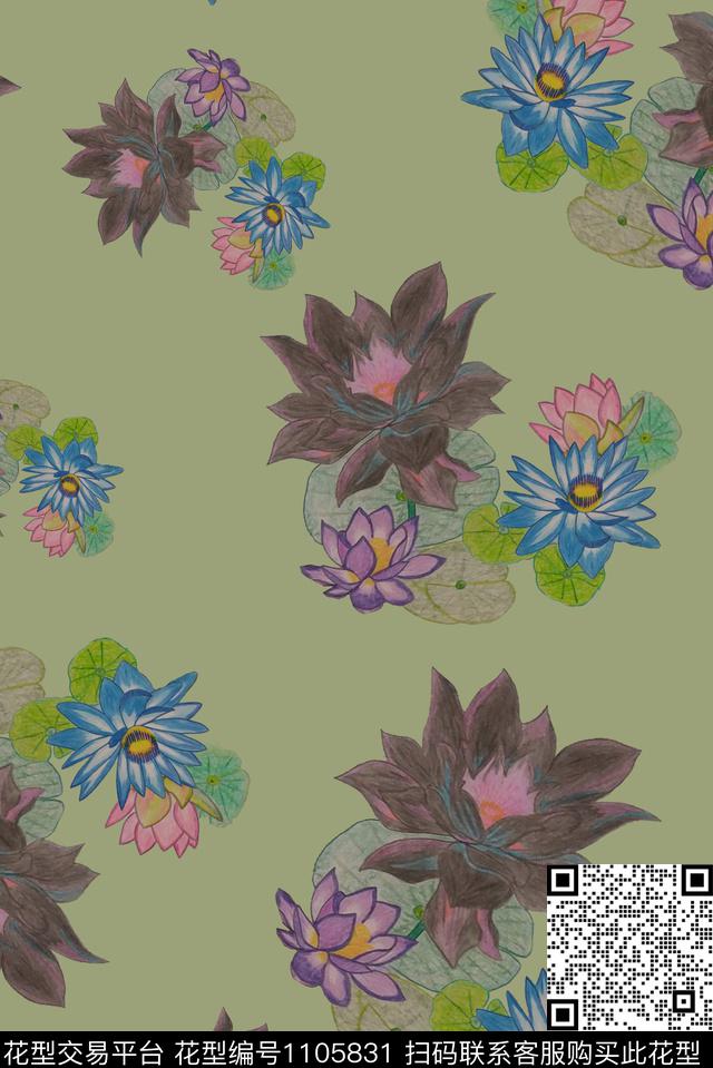 数码华亿平台花卉手绘花卉数码印花华亿平台下载（图片编号: 1105831） - 瓦栏（Walan）