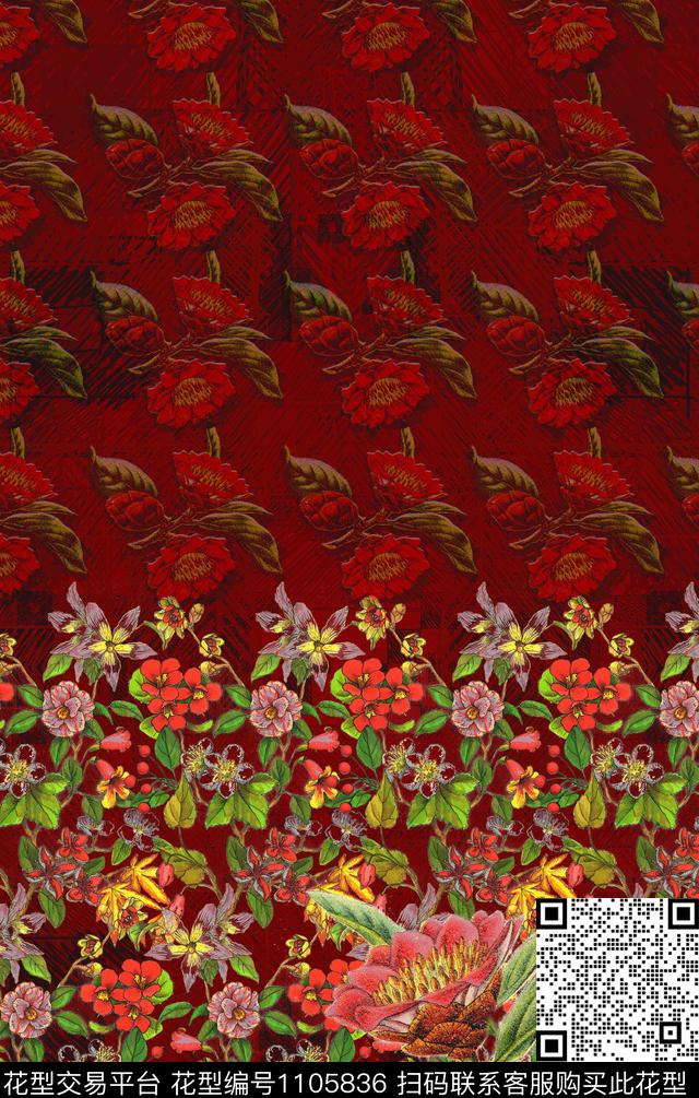 复古民族风花卉数码印花华亿平台下载（图片编号: 1105836） - 瓦栏（Walan）