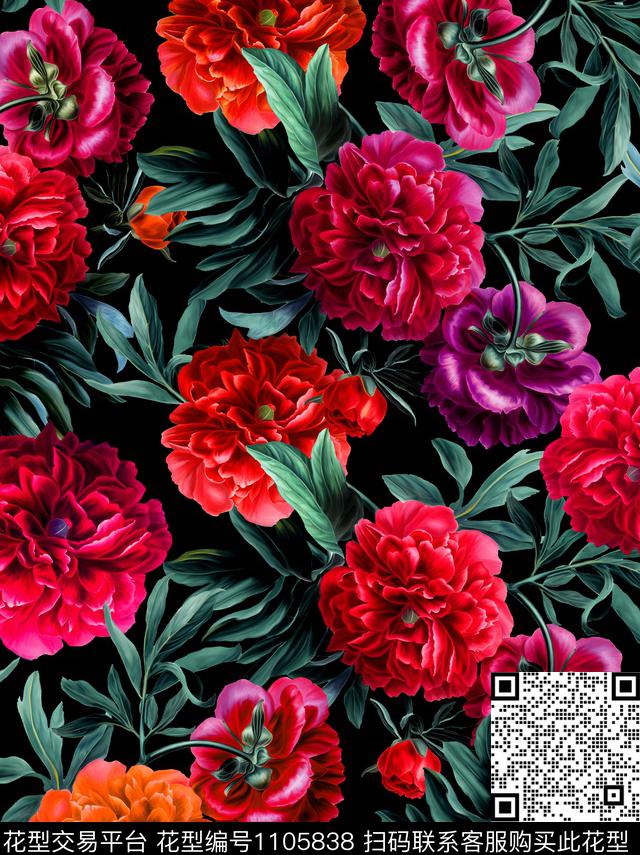 牡丹数码华亿平台大牌风数码印花华亿平台下载（图片编号: 1105838） - 瓦栏（Walan）