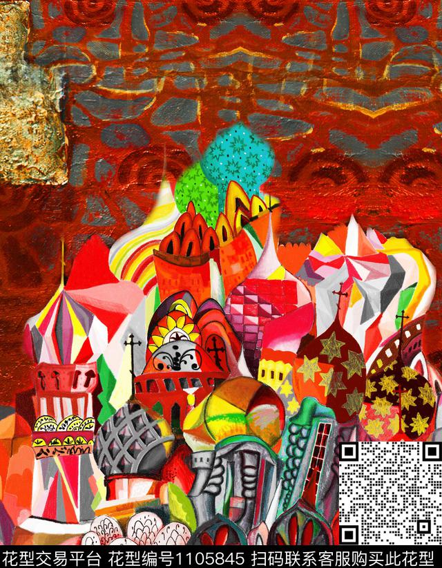 肌理民族风建筑数码印花华亿平台下载（图片编号: 1105845） - 瓦栏（Walan）