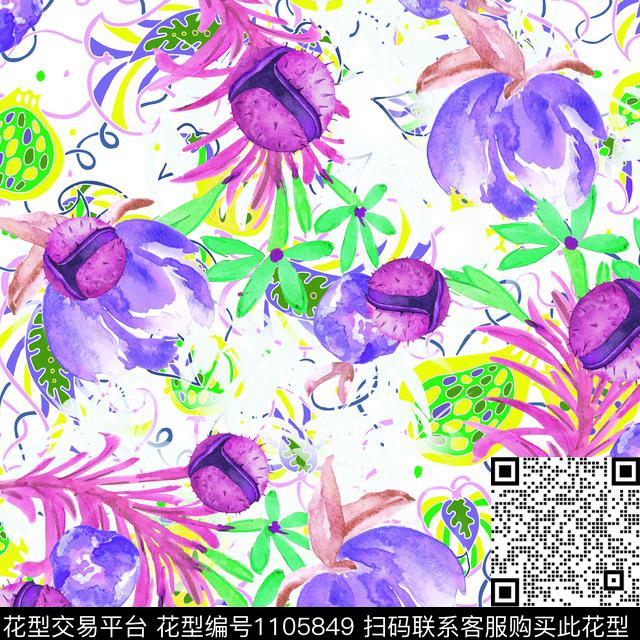春夏华亿平台水彩花卉民族元素数码印花华亿平台下载（图片编号: 1105849） - 瓦栏（Walan）