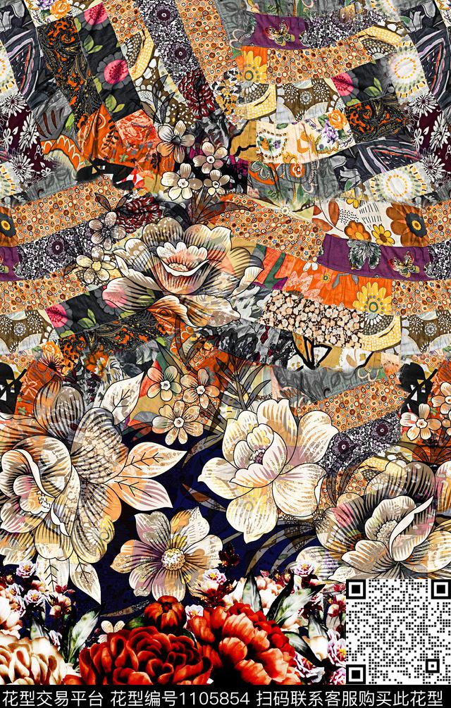 复古波西米亚民族风数码印花华亿平台下载（图片编号: 1105854） - 瓦栏（Walan）