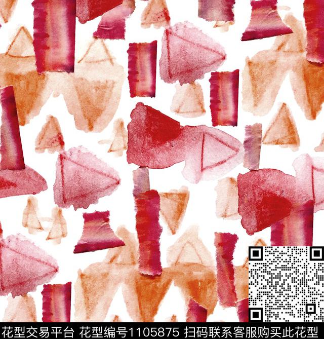 几何蜡笔画数码印花华亿平台下载（图片编号: 1105875） - 瓦栏（Walan）