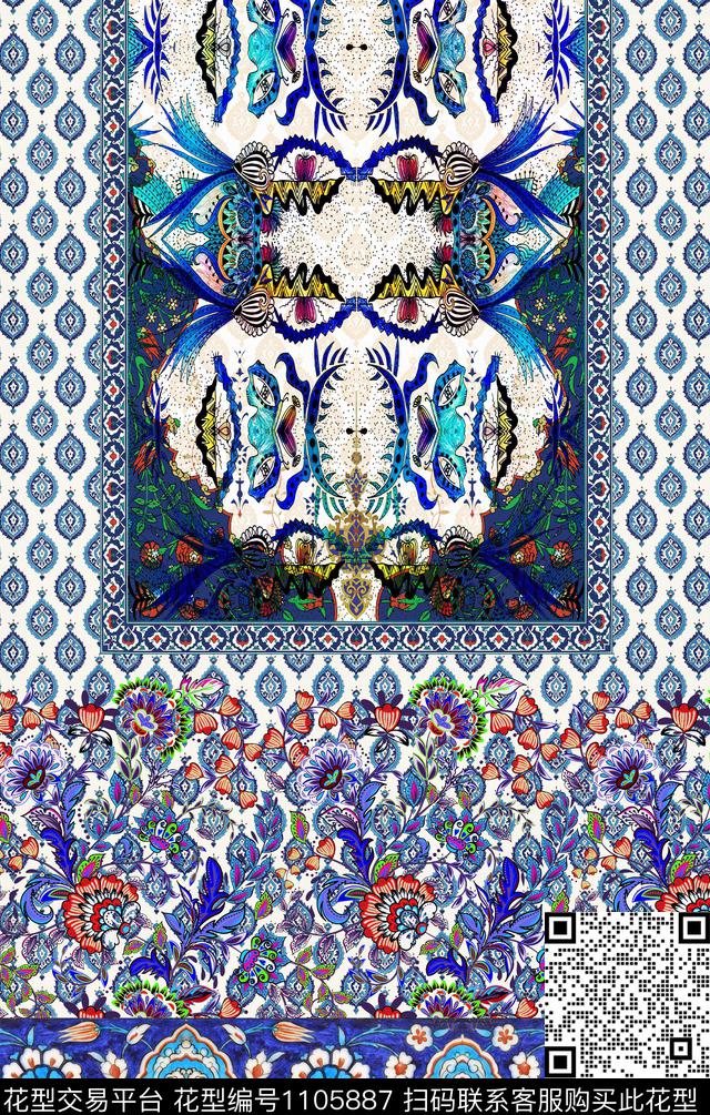 复古波西米亚民族风数码印花华亿平台下载（图片编号: 1105887） - 瓦栏（Walan）