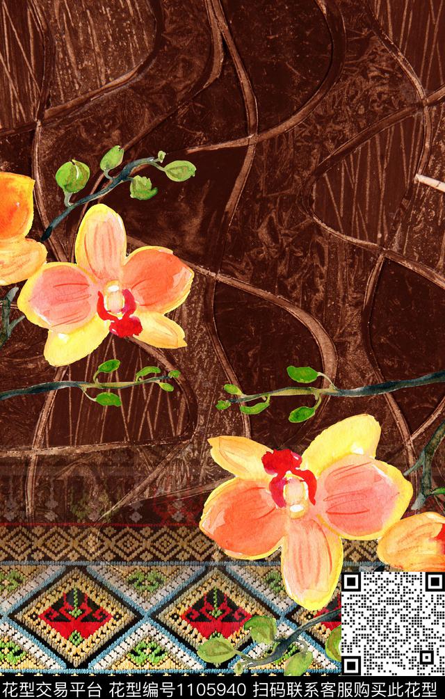 荷花中老年复古传统印花华亿平台下载（图片编号: 1105940） - 瓦栏（Walan）