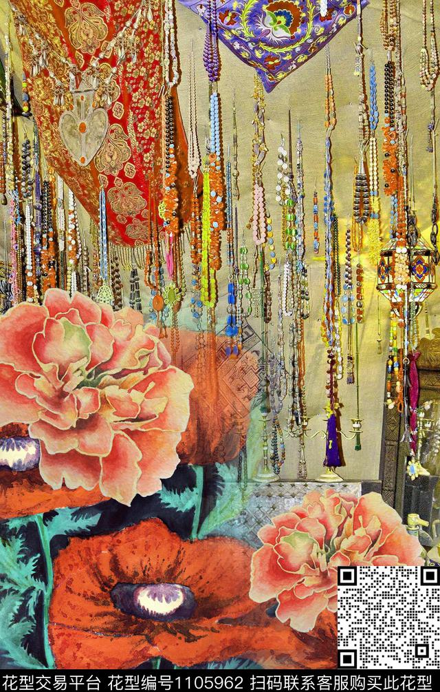 大花中老年复古传统印花华亿平台下载（图片编号: 1105962） - 瓦栏（Walan）