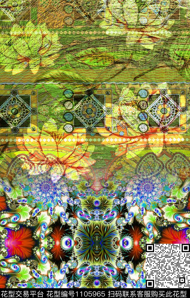 荷花中老年复古传统印花华亿平台下载（图片编号: 1105965） - 瓦栏（Walan）