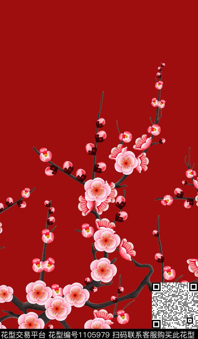 桃花定位花花卉数码印花华亿平台下载（图片编号: 1105979） - 瓦栏（Walan）