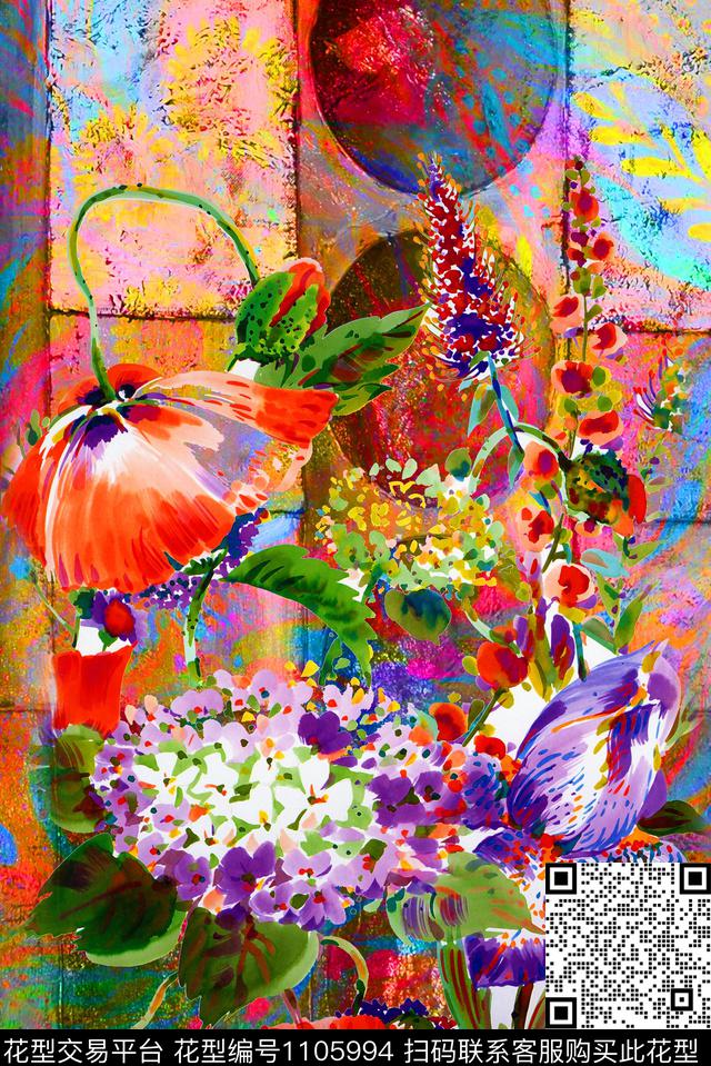 数码华亿平台定位花大牌风数码印花华亿平台下载（图片编号: 1105994） - 瓦栏（Walan）