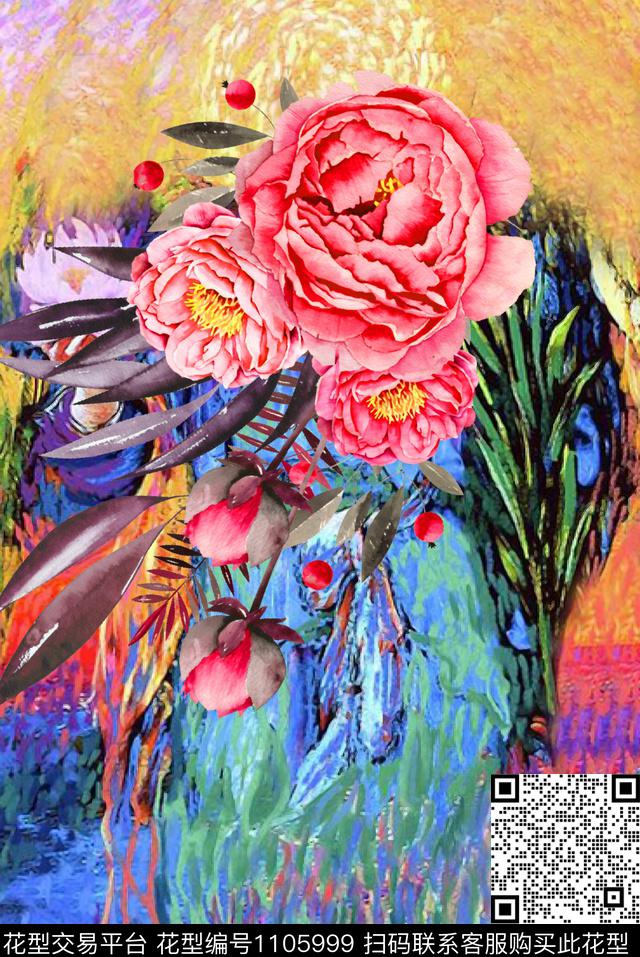 数码华亿平台定位花大牌风数码印花华亿平台下载（图片编号: 1105999） - 瓦栏（Walan）