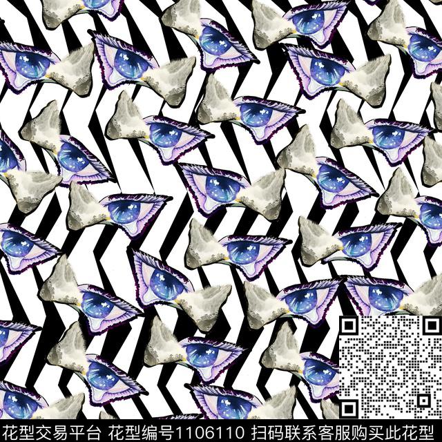 眼睛复古几何数码印花华亿平台下载（图片编号: 1106110） - 瓦栏（Walan）