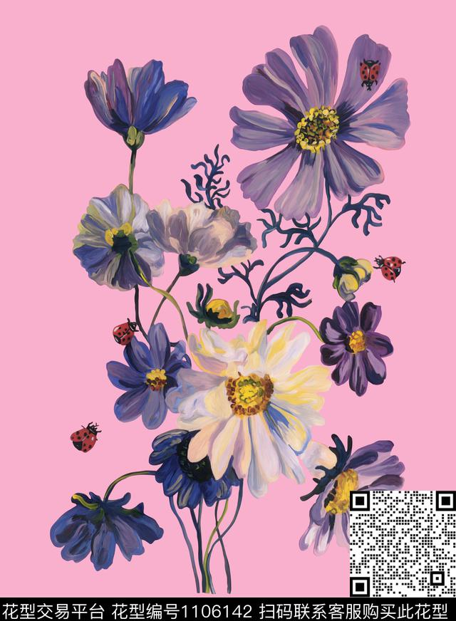 小碎花定位花大牌风数码印花华亿平台下载（图片编号: 1106142） - 瓦栏（Walan）