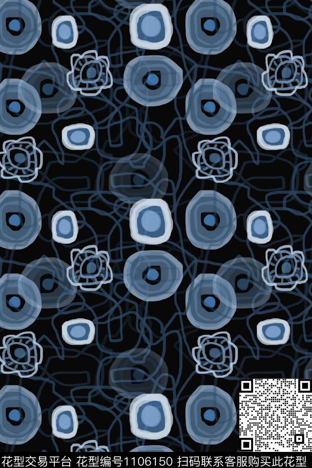 男装休闲花卉手绘线条笔触圆圈与波点数码印花华亿平台下载（图片编号: 1106150） - 瓦栏（Walan）