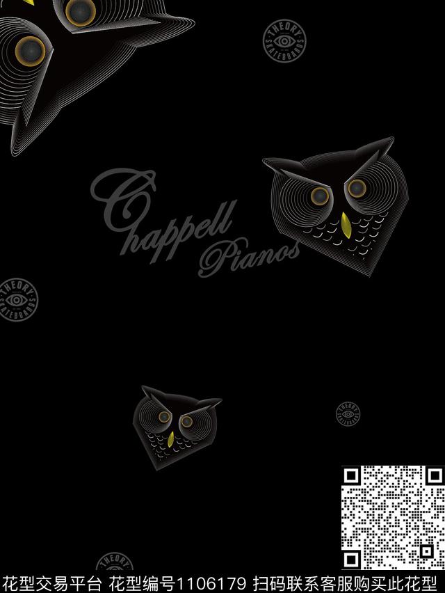 创意猫头鹰动物传统印花华亿平台下载（图片编号: 1106179） - 瓦栏（Walan）