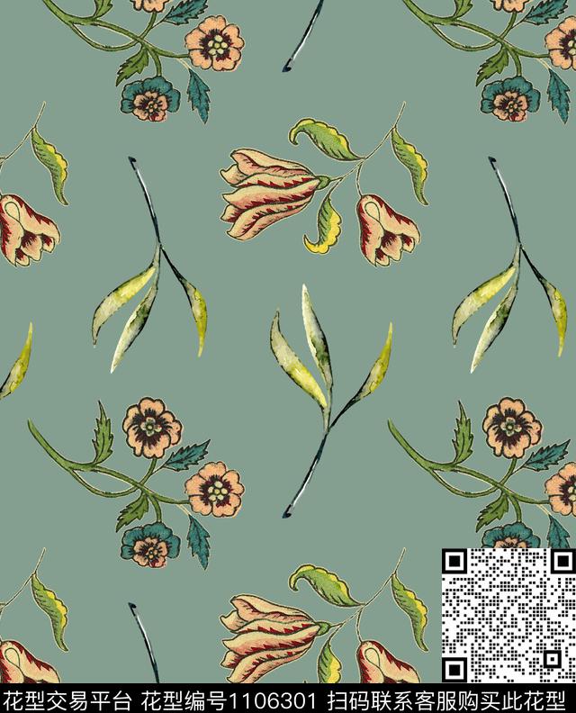 田园复古小碎花数码印花华亿平台下载（图片编号: 1106301） - 瓦栏（Walan）