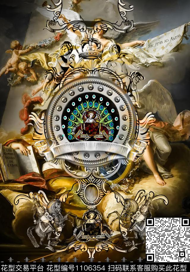 复古圣母大牌风数码印花华亿平台下载（图片编号: 1106354） - 瓦栏（Walan）