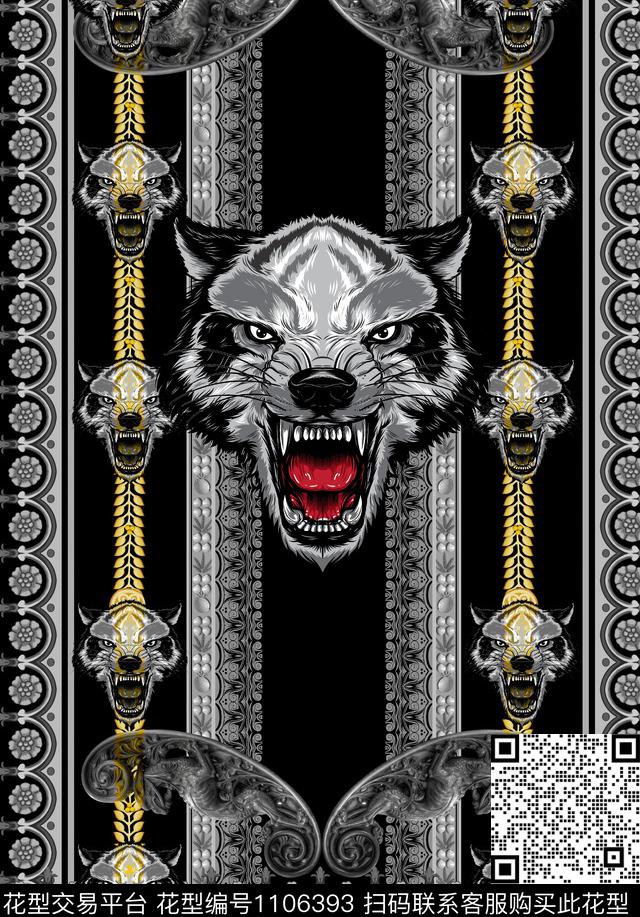 复古动物头大牌风数码印花华亿平台下载（图片编号: 1106393） - 瓦栏（Walan）