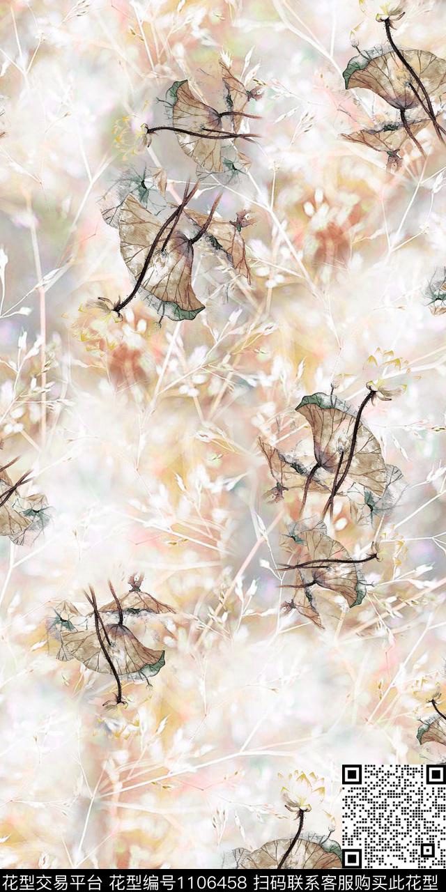 数码华亿平台抽象花卉数码印花华亿平台下载（图片编号: 1106458） - 瓦栏（Walan）