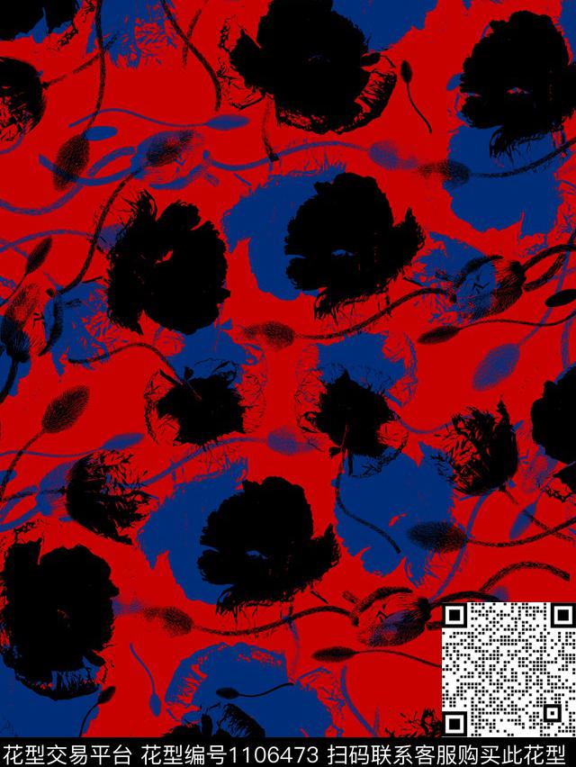 剪影纯色华亿平台潮风数码印花华亿平台下载（图片编号: 1106473） - 瓦栏（Walan）