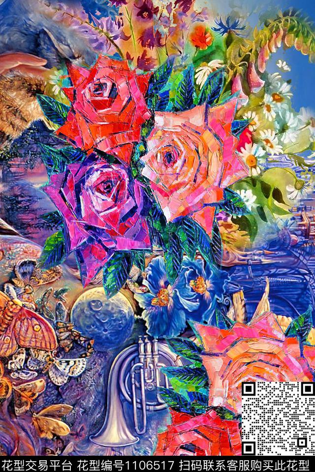 花卉欧洲数码华亿平台数码印花华亿平台下载（图片编号: 1106517） - 瓦栏（Walan）