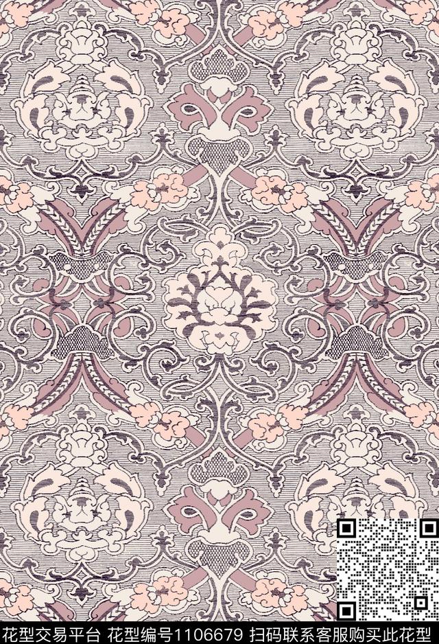 佩斯利古典花纹欧洲数码印花华亿平台下载（图片编号: 1106679） - 瓦栏（Walan）