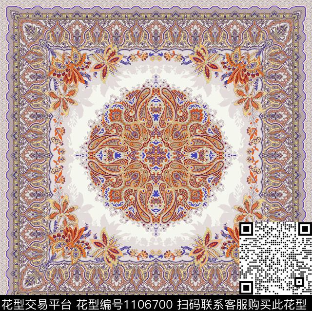 方巾佩斯利古典花纹数码印花华亿平台下载（图片编号: 1106700） - 瓦栏（Walan）