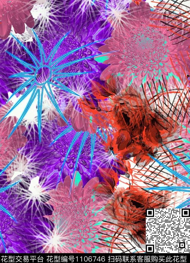 创意复古混合拼接数码印花华亿平台下载（图片编号: 1106746） - 瓦栏（Walan）