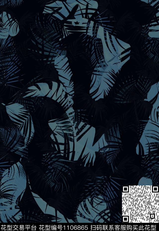 男装迷彩棕榈树数码印花华亿平台下载（图片编号: 1106865） - 瓦栏（Walan）