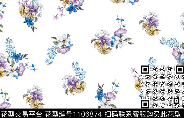 花卉数码华亿平台小碎花数码印花华亿平台下载（图片编号: 1106874） - 瓦栏（Walan）