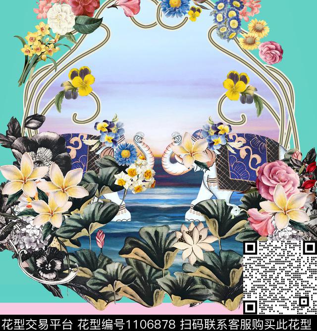 大牌风定位花大象数码印花华亿平台下载（图片编号: 1106878） - 瓦栏（Walan）