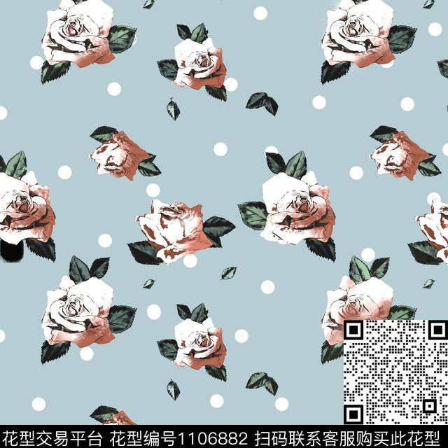 复古花卉大牌风数码印花华亿平台下载（图片编号: 1106882） - 瓦栏（Walan）