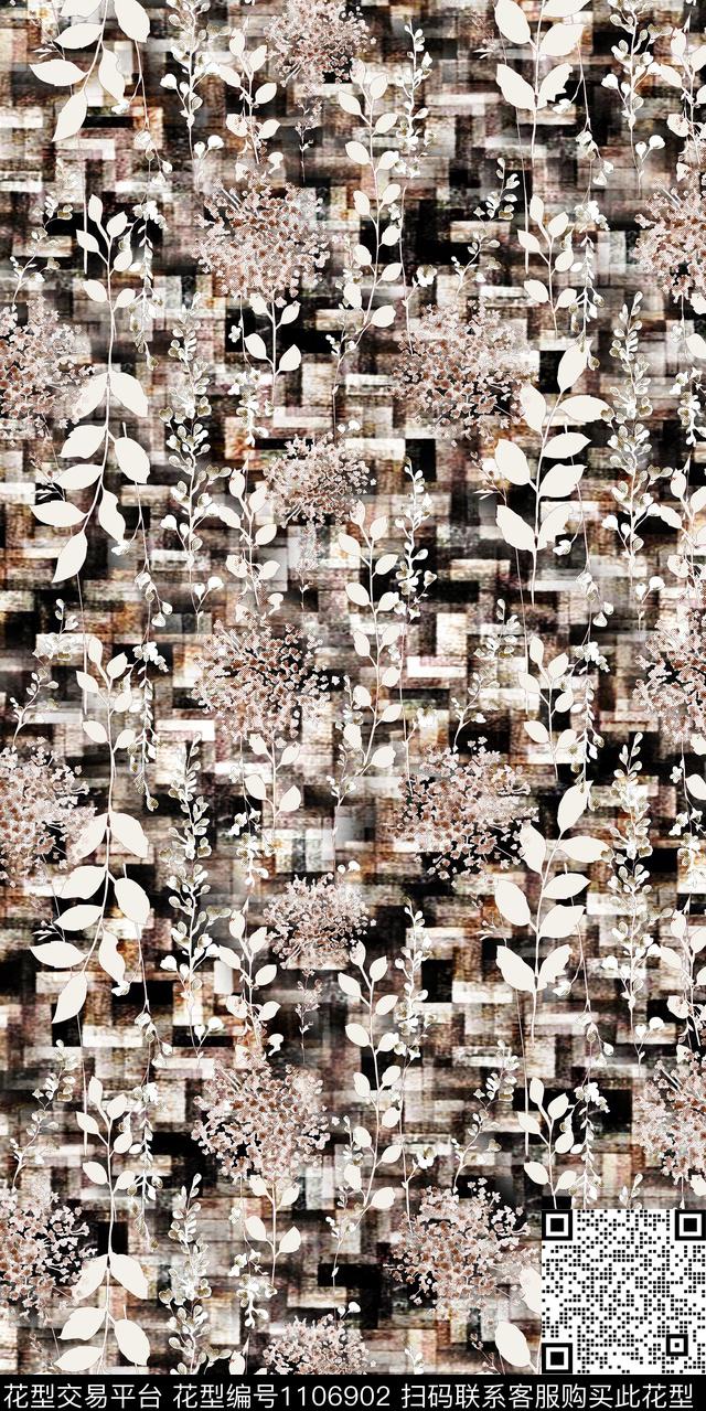 数码华亿平台大牌风抽象数码印花华亿平台下载（图片编号: 1106902） - 瓦栏（Walan）