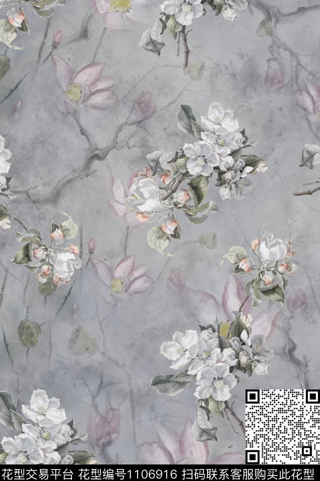 满版散花花卉数码华亿平台数码印花华亿平台下载（图片编号: 1106916） - 瓦栏（Walan）