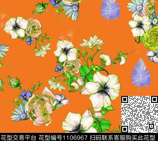 花卉小碎花大牌风数码印花华亿平台下载（图片编号: 1106967） - 瓦栏（Walan）