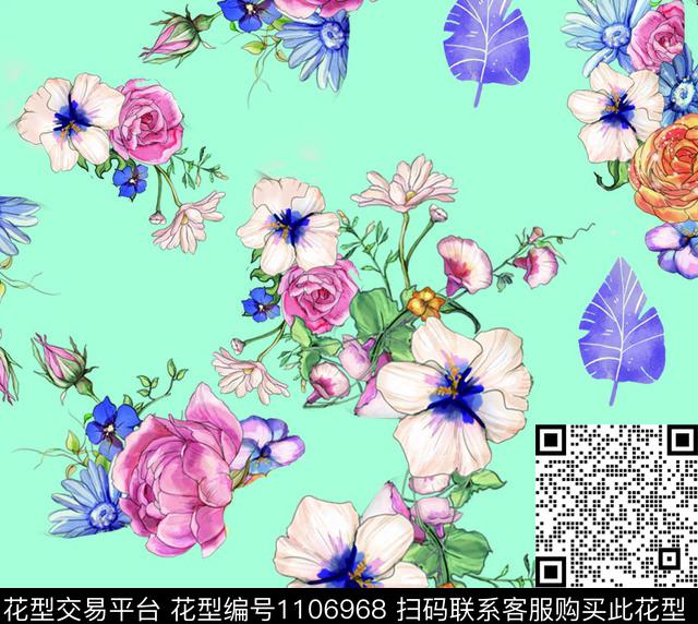 花卉小碎花大牌风数码印花华亿平台下载（图片编号: 1106968） - 瓦栏（Walan）