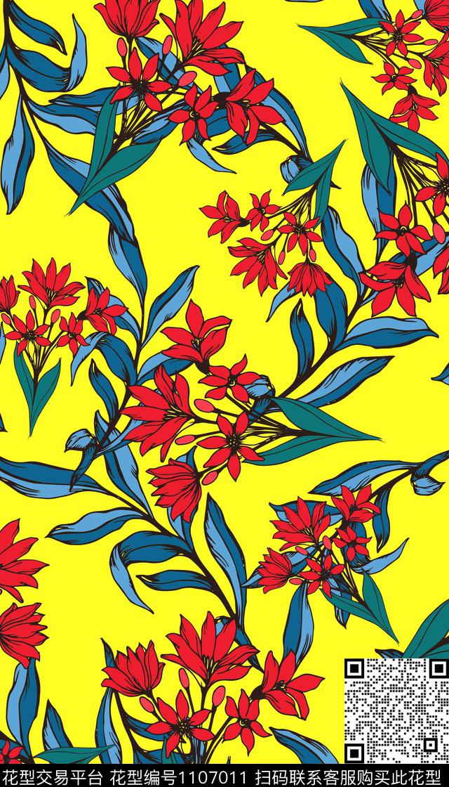 花卉女装卡通数码印花华亿平台下载（图片编号: 1107011） - 瓦栏（Walan）