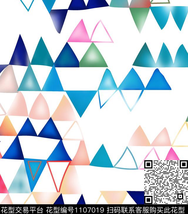 满版散花几何清爽底花卉数码印花华亿平台下载（图片编号: 1107019） - 瓦栏（Walan）